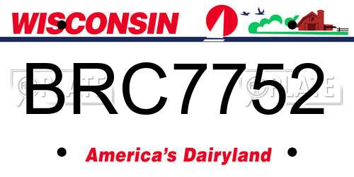 BRC7752 Wisconsin License Plate