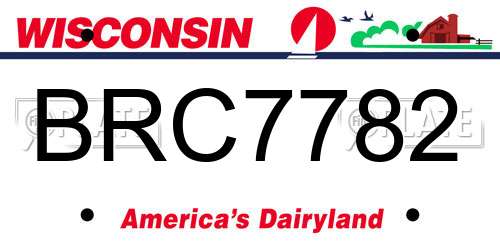 BRC7782 Wisconsin License Plate
