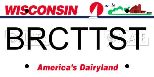 BRCTTST Wisconsin License Plate