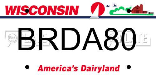 BRDA80 Wisconsin License Plate