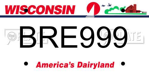 BRE999 Wisconsin License Plate