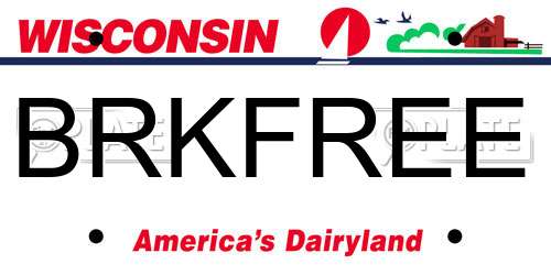 BRKFREE Wisconsin License Plate
