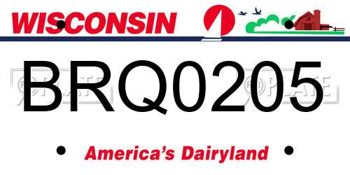 BRQ0205 Wisconsin License Plate