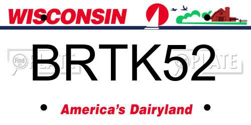 BRTK52 Wisconsin License Plate