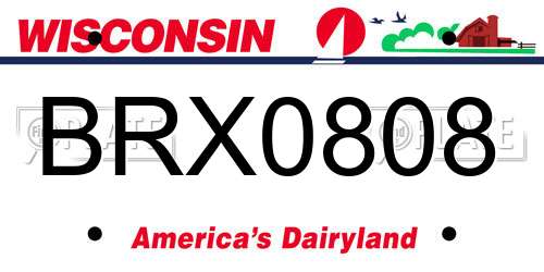BRX0808 Wisconsin License Plate