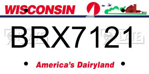 BRX7121 Wisconsin License Plate