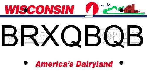 BRXQBQB Wisconsin License Plate