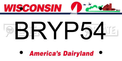BRYP54 Wisconsin License Plate