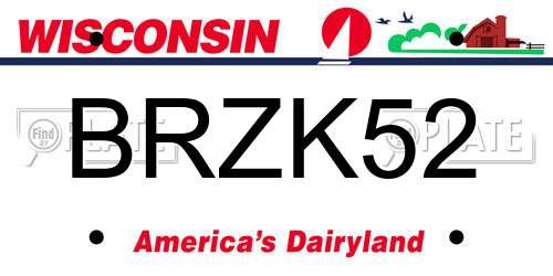 BRZK52 Wisconsin License Plate