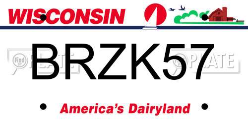 BRZK57 Wisconsin License Plate