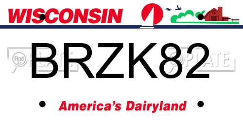 BRZK82 Wisconsin License Plate