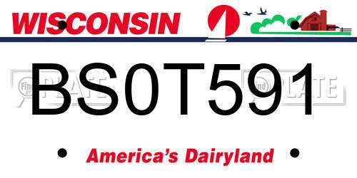 BS0T591 Wisconsin License Plate