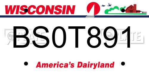 BS0T891 Wisconsin License Plate