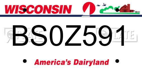 BS0Z591 Wisconsin License Plate