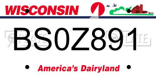 BS0Z891 Wisconsin License Plate