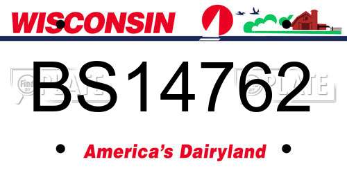 BS14762 Wisconsin License Plate