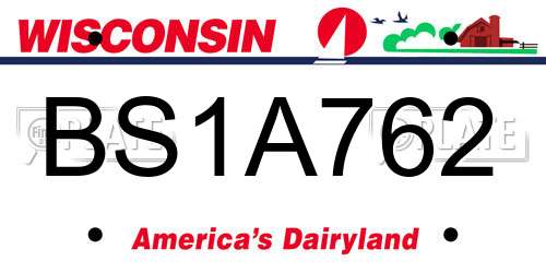 BS1A762 Wisconsin License Plate