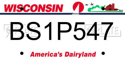 BS1P547 Wisconsin License Plate
