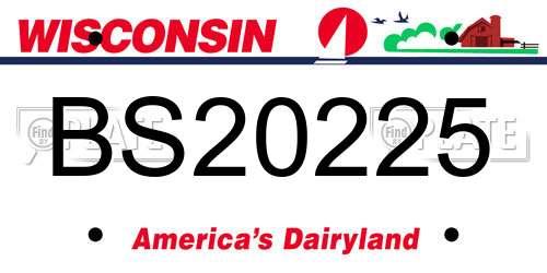 BS20225 Wisconsin License Plate
