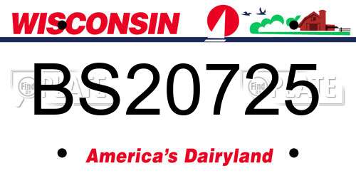 BS20725 Wisconsin License Plate