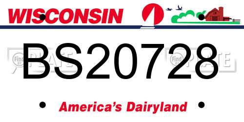 BS20728 Wisconsin License Plate