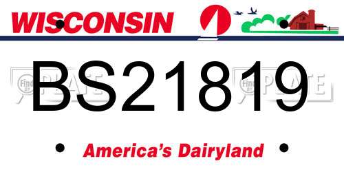 BS21819 Wisconsin License Plate