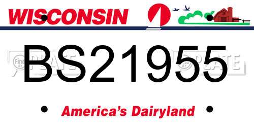 BS21955 Wisconsin License Plate