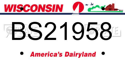 BS21958 Wisconsin License Plate