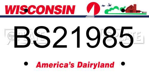 BS21985 Wisconsin License Plate