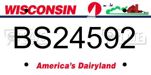 BS24592 Wisconsin License Plate