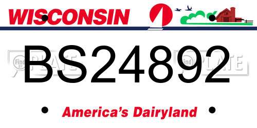 BS24892 Wisconsin License Plate