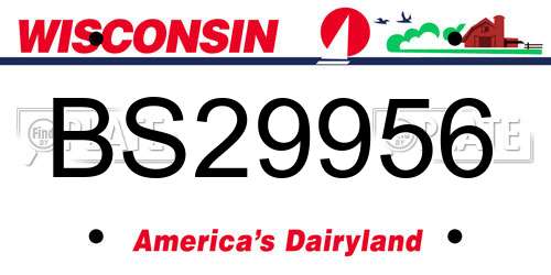 BS29956 Wisconsin License Plate