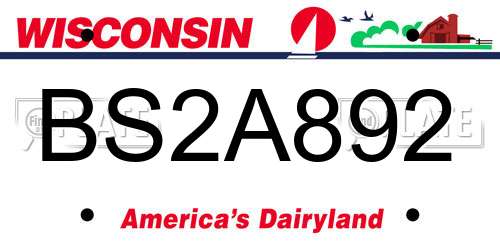 BS2A892 Wisconsin License Plate