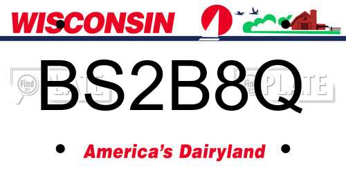 BS2B8Q Wisconsin License Plate