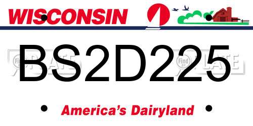 BS2D225 Wisconsin License Plate