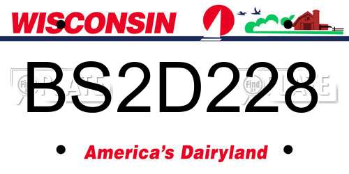 BS2D228 Wisconsin License Plate