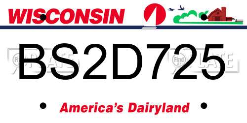 BS2D725 Wisconsin License Plate