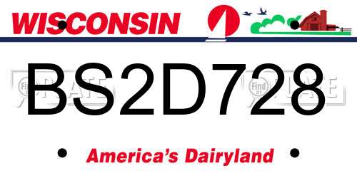 BS2D728 Wisconsin License Plate