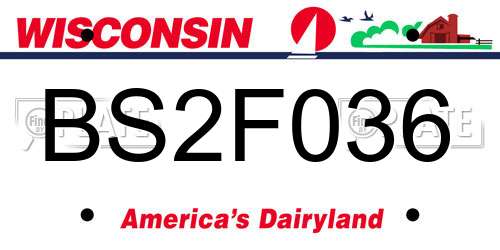 BS2F036 Wisconsin License Plate