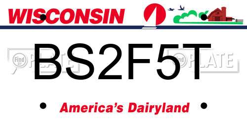 BS2F5T Wisconsin License Plate
