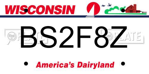 BS2F8Z Wisconsin License Plate