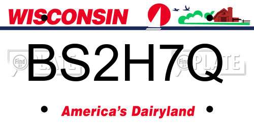 BS2H7Q Wisconsin License Plate