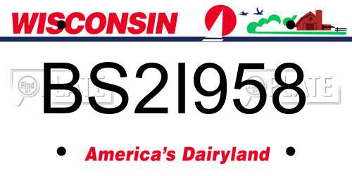 BS2I958 Wisconsin License Plate