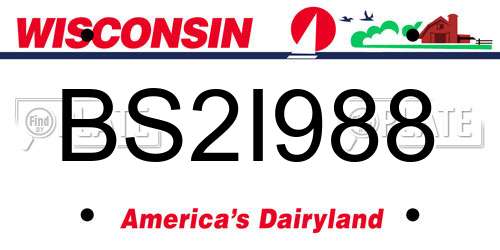 BS2I988 Wisconsin License Plate