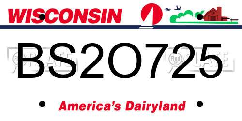 BS2O725 Wisconsin License Plate