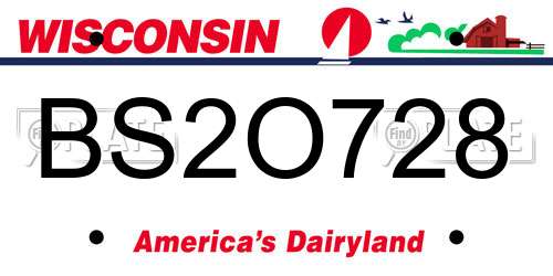 BS2O728 Wisconsin License Plate