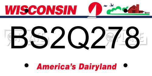 BS2Q278 Wisconsin License Plate