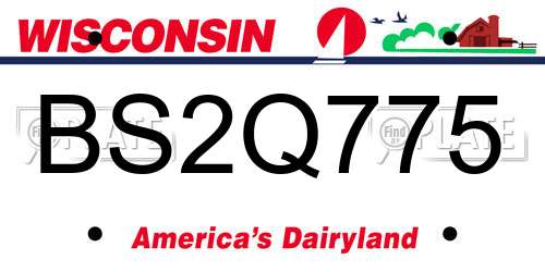 BS2Q775 Wisconsin License Plate