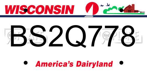 BS2Q778 Wisconsin License Plate