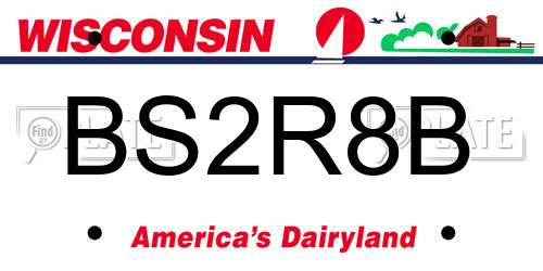 BS2R8B Wisconsin License Plate